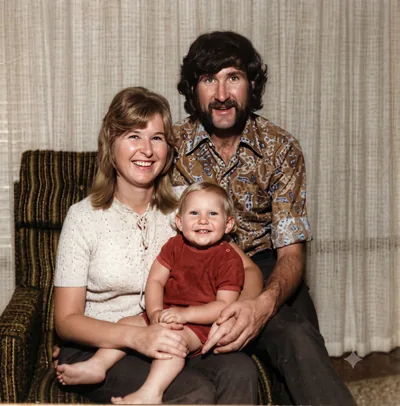 Paul Hamon with Desrae and Howard, Pooraka, c. March 1973