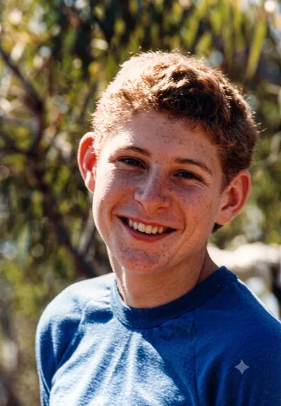 Paul Hamon outdoor portrait, aged 14, 1986